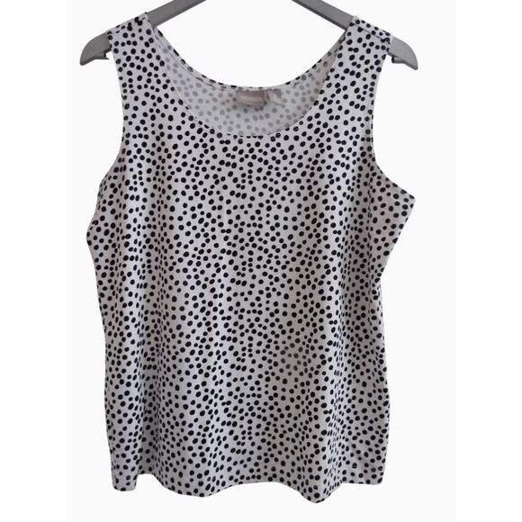 Chico's Black & White Dot Tank Top Sz 2 Sz L - Picture 1 of 3